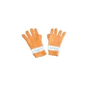 Bebe‎ Angora Blend Orange White Stripe Gloves One Size